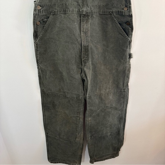 Carhartt Cotton Duck Bib Overalls Mens 38x32 Double Knee Moss Green R06 VTG - Picture 3 of 11